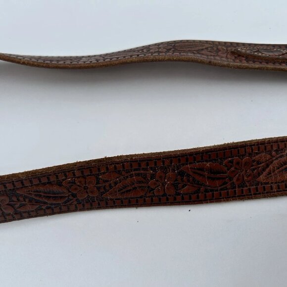 Vtg 70s Ranchcraft 3257 Western Floral Boho Horse Tooled Leather Belt Womens 34 - Picture 9 of 15
